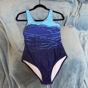 Water blue one piece swimsuit. Size S